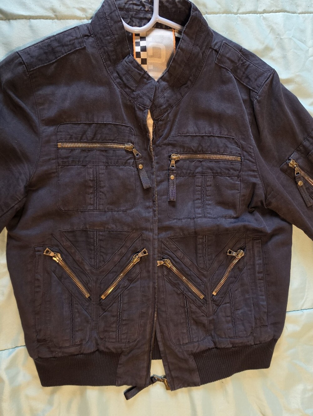L.A.M.B. Gwen Stefani M Navy Blue Bomber Jacket EUC M